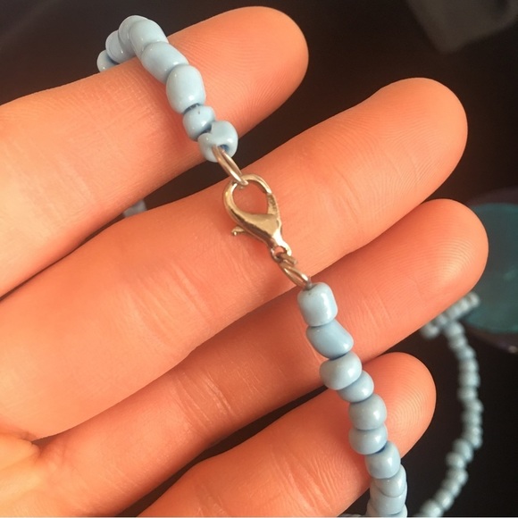 Blue and Teal Double Circle Pendant Necklace - Picture 6 of 8